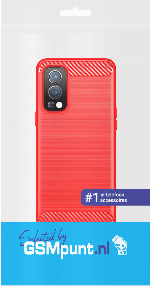 OnePlus Nord 2 5G Hoesje Geborsteld TPU Flexibele Back Cover Rood afbeelding 4