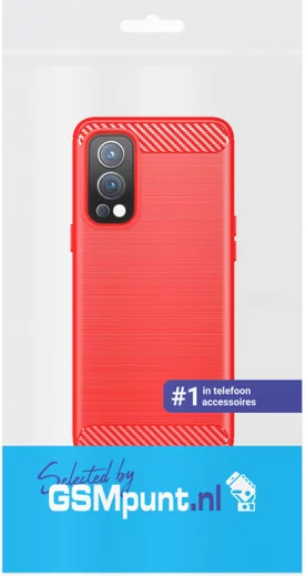 OnePlus Nord 2 5G Hoesje Geborsteld TPU Flexibele Back Cover Rood afbeelding 4