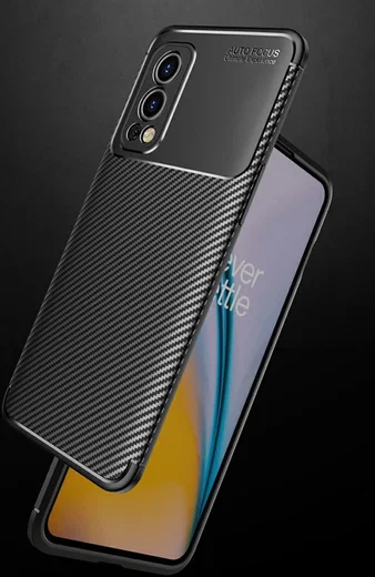 OnePlus Nord 2 5G Hoesje Siliconen Carbon TPU Back Cover Zwart afbeelding 7