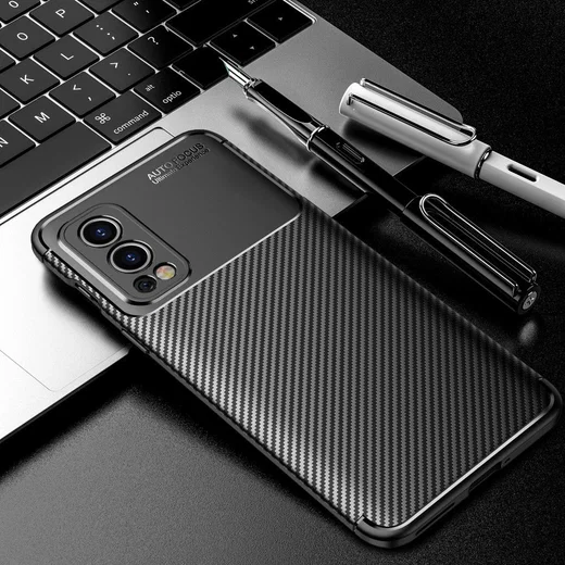 OnePlus Nord 2 5G Hoesje Siliconen Carbon TPU Back Cover Zwart afbeelding 10