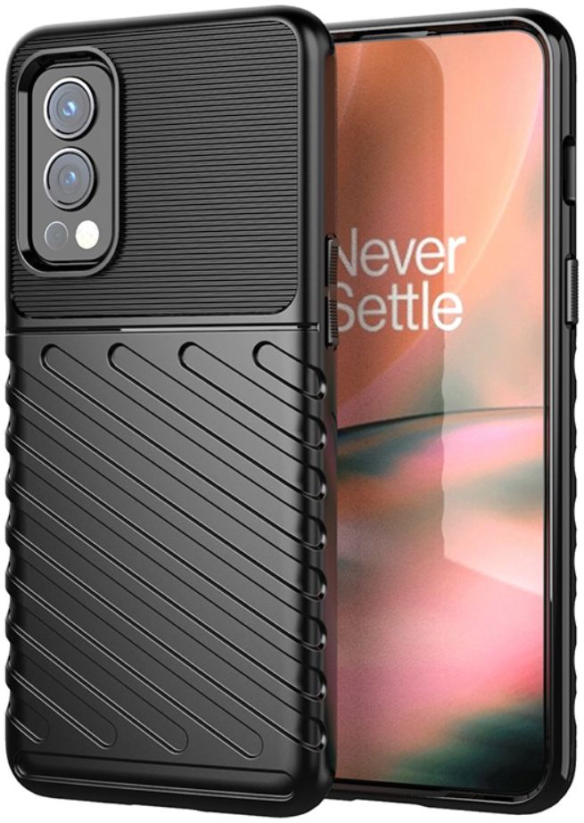 OnePlus Nord 2 5G Hoesje TPU Thunder Design Back Cover Zwart afbeelding 1