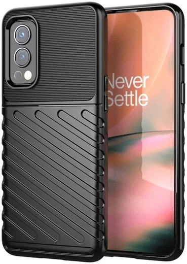 OnePlus Nord 2 5G Hoesje TPU Thunder Design Back Cover Zwart afbeelding 1