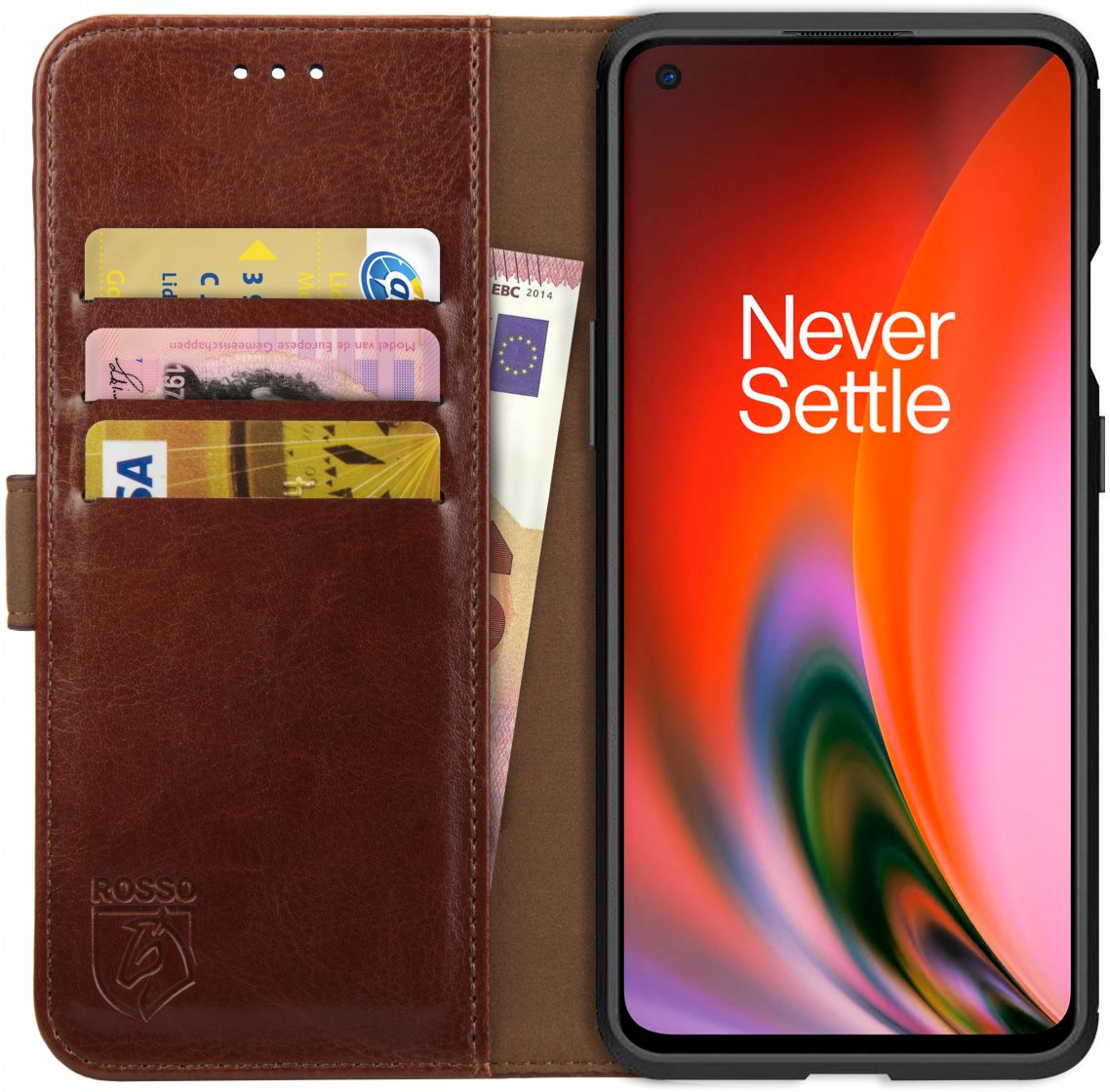 Rosso Element OnePlus Nord 2 5G Hoesje Book Cover Wallet Bruin afbeelding 1