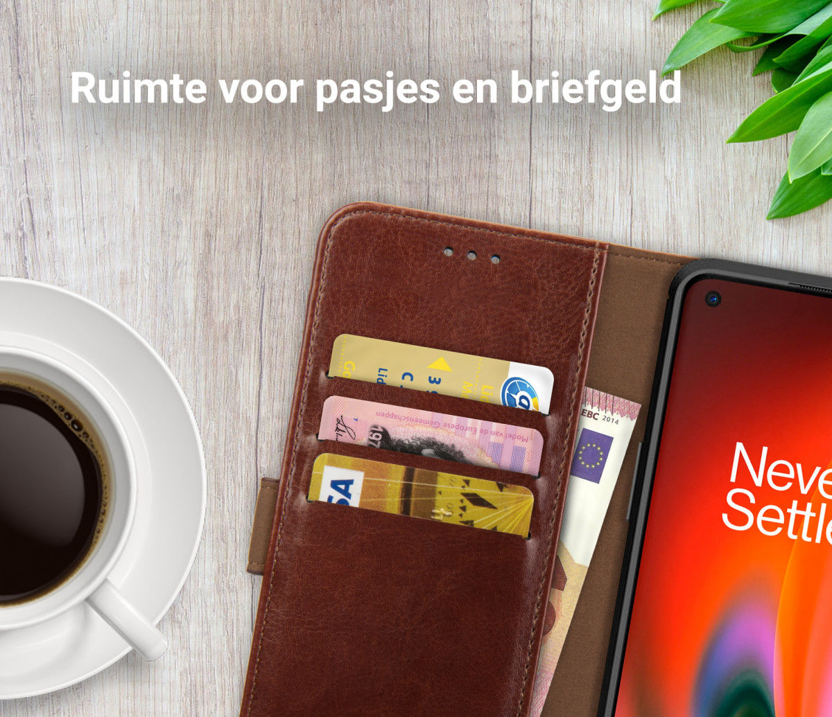Rosso Element OnePlus Nord 2 5G Hoesje Book Cover Wallet Bruin afbeelding 10
