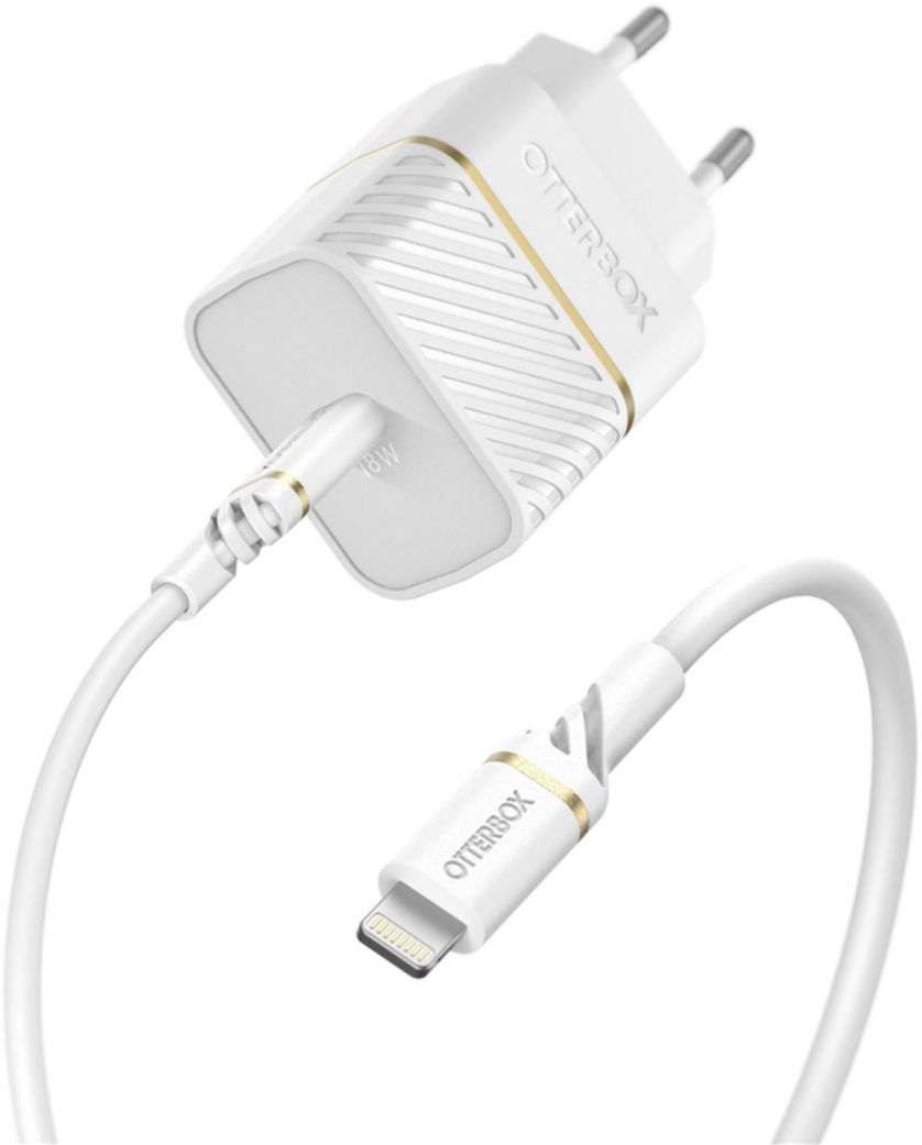 OtterBox iPhone Snellader 18W PD + USB-C naar Lightning Kabel 1M Wit afbeelding 1