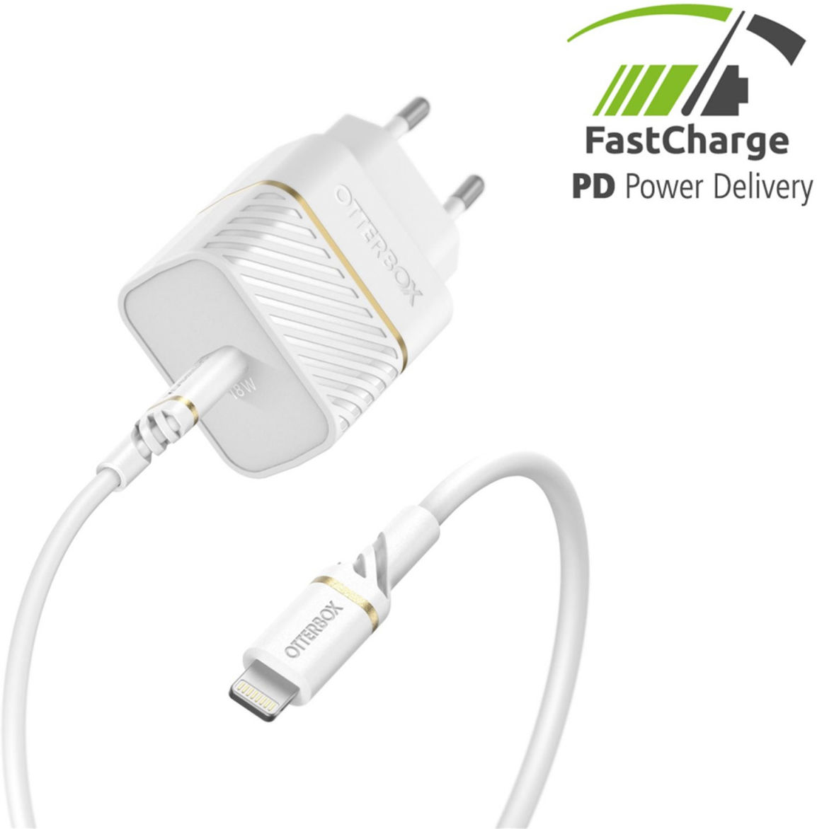 OtterBox iPhone Snellader 18W PD + USB-C naar Lightning Kabel 1M Wit afbeelding 5