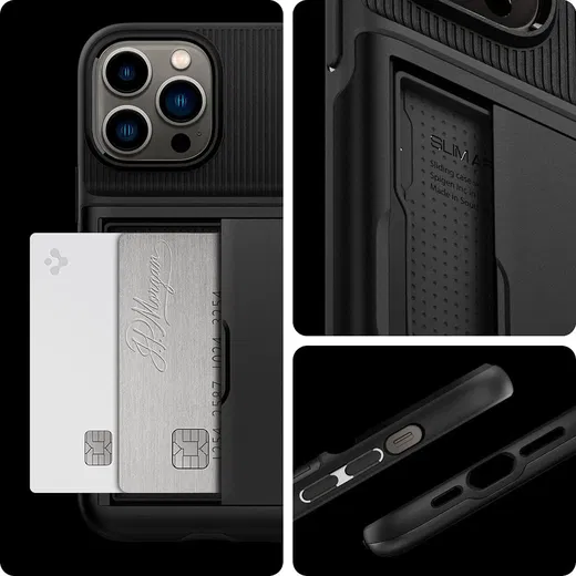 Spigen Slim Armor CS Apple iPhone 13 Pro Hoesje Back Cover Zwart afbeelding 3
