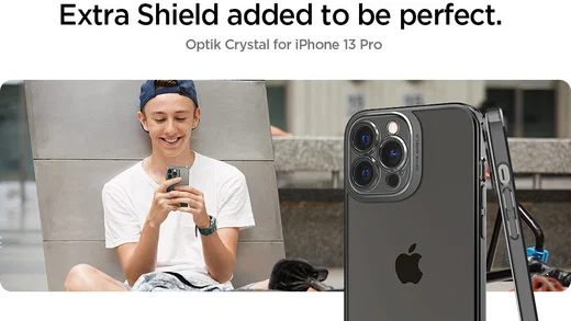 Spigen Optik Crystal Apple iPhone 13 Pro Hoesje Transparant/Grijs afbeelding 4