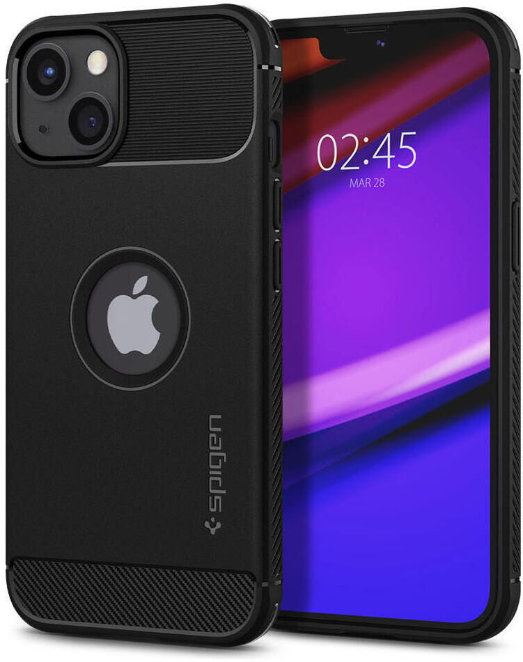Spigen Rugged Armor Apple iPhone 13 Hoesje Back Cover Zwart afbeelding 1