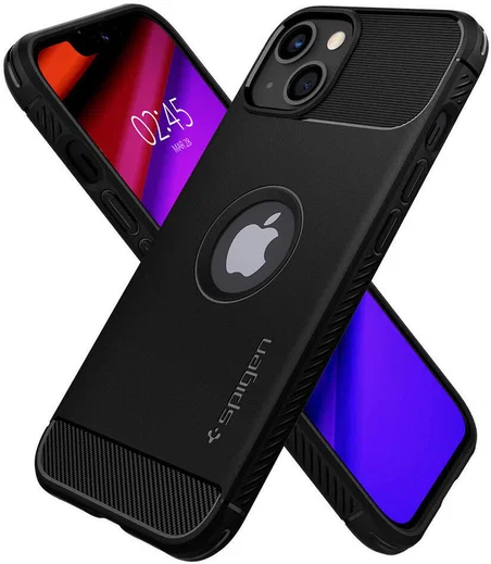 Spigen Rugged Armor Apple iPhone 13 Hoesje Back Cover Zwart afbeelding 2