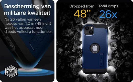 Spigen Tough Armor Apple iPhone 13 Hoesje Back Cover Blauw afbeelding 6