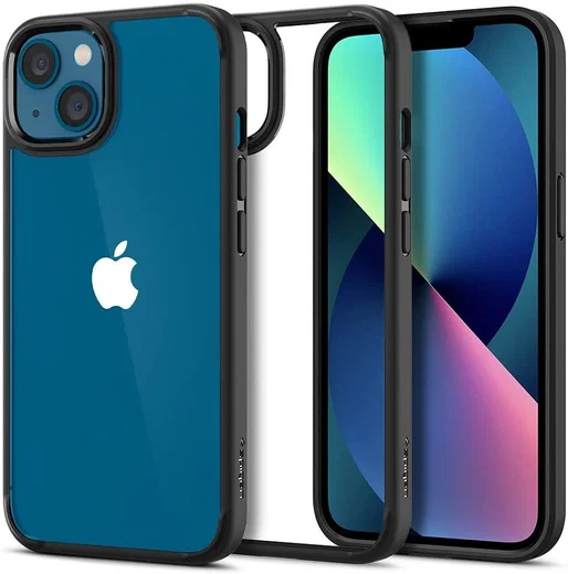 Spigen Crystal Hybrid Apple iPhone 13 Hoesje Transparant Zwart afbeelding 1
