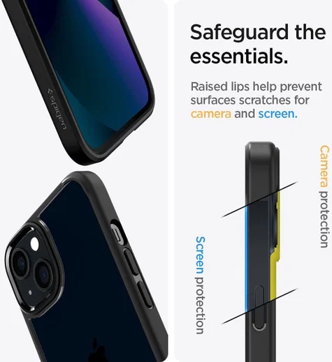 Spigen Crystal Hybrid Apple iPhone 13 Hoesje Transparant Zwart afbeelding 3