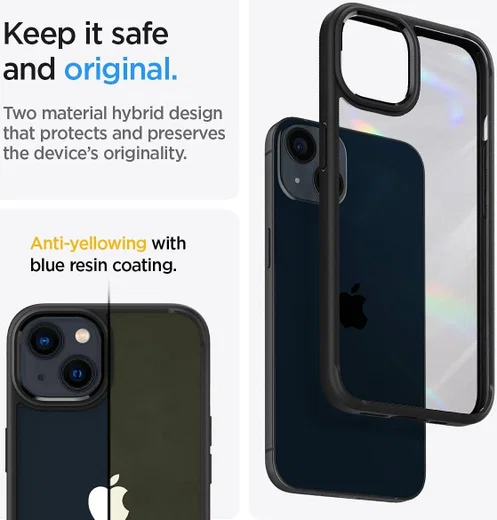 Spigen Crystal Hybrid Apple iPhone 13 Hoesje Transparant Zwart afbeelding 5