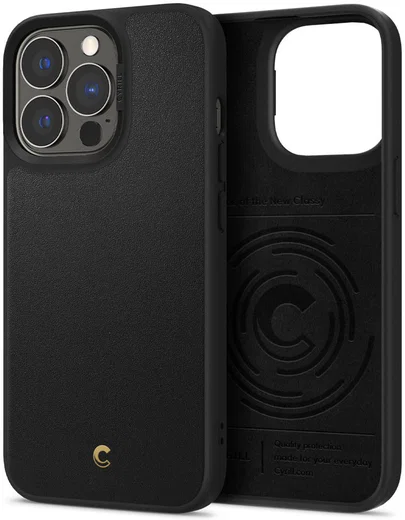 Spigen Cyrill Leather Brick Apple iPhone 13 Pro Hoesje Zwart afbeelding 1
