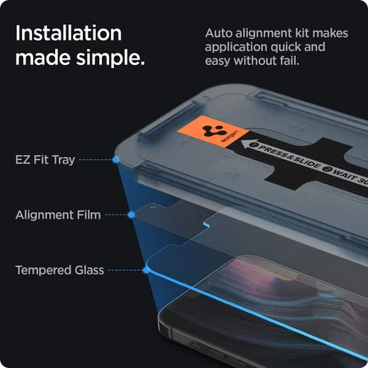 Spigen EZ Fit Glas.tR Apple iPhone 13 Pro Max Screen Protector 2-Pack afbeelding 5