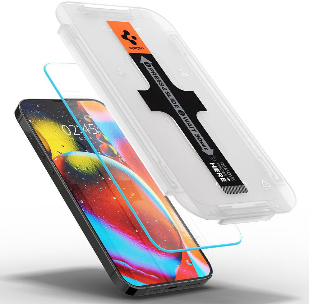 Spigen EZ Fit Glas.tR Apple iPhone 13 Pro Max Screen Protector 2-Pack afbeelding 2
