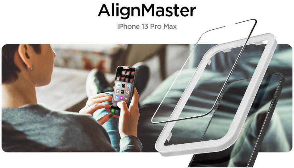 Spigen AlignMaster iPhone 13 Pro Max Screen Protector Tempered Glass 2-Pack afbeelding 12