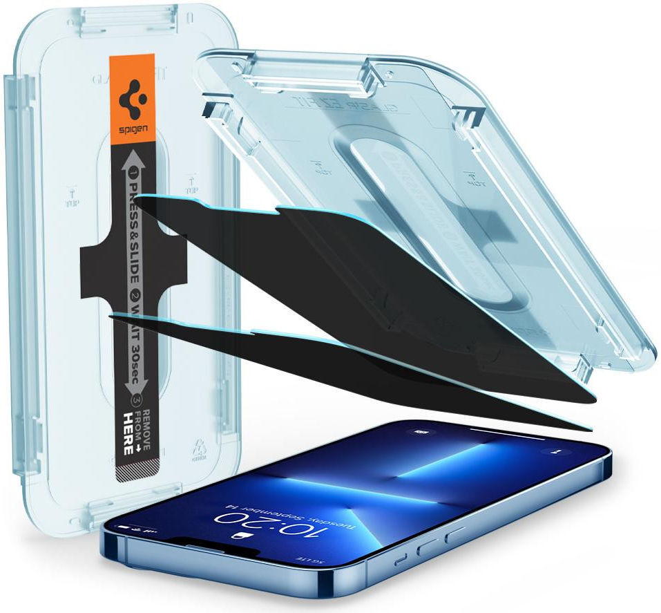 Spigen EZ Fit Glas.tR Apple iPhone 13 Pro Max Privacy Glass (2-Pack) afbeelding 1
