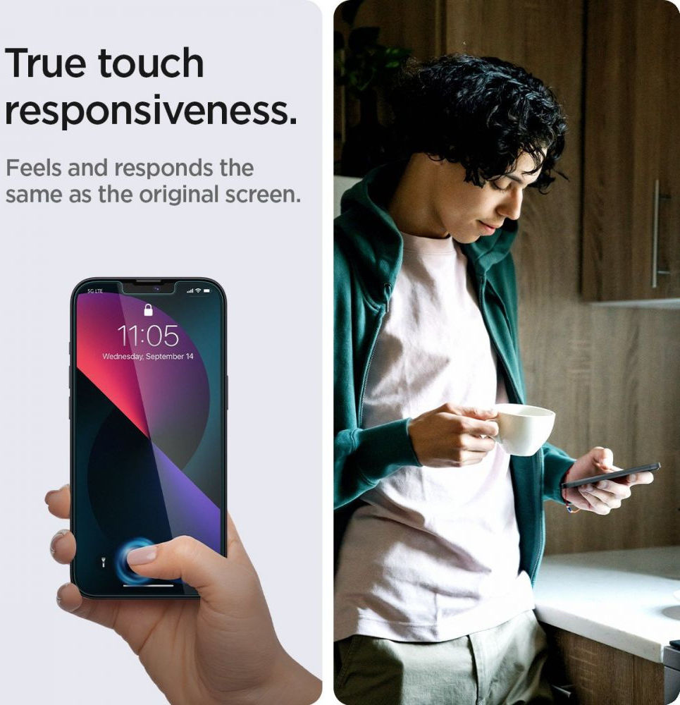 Spigen EZ Fit Glas.tR Apple iPhone 13 Pro Max Privacy Glass (2-Pack) afbeelding 5