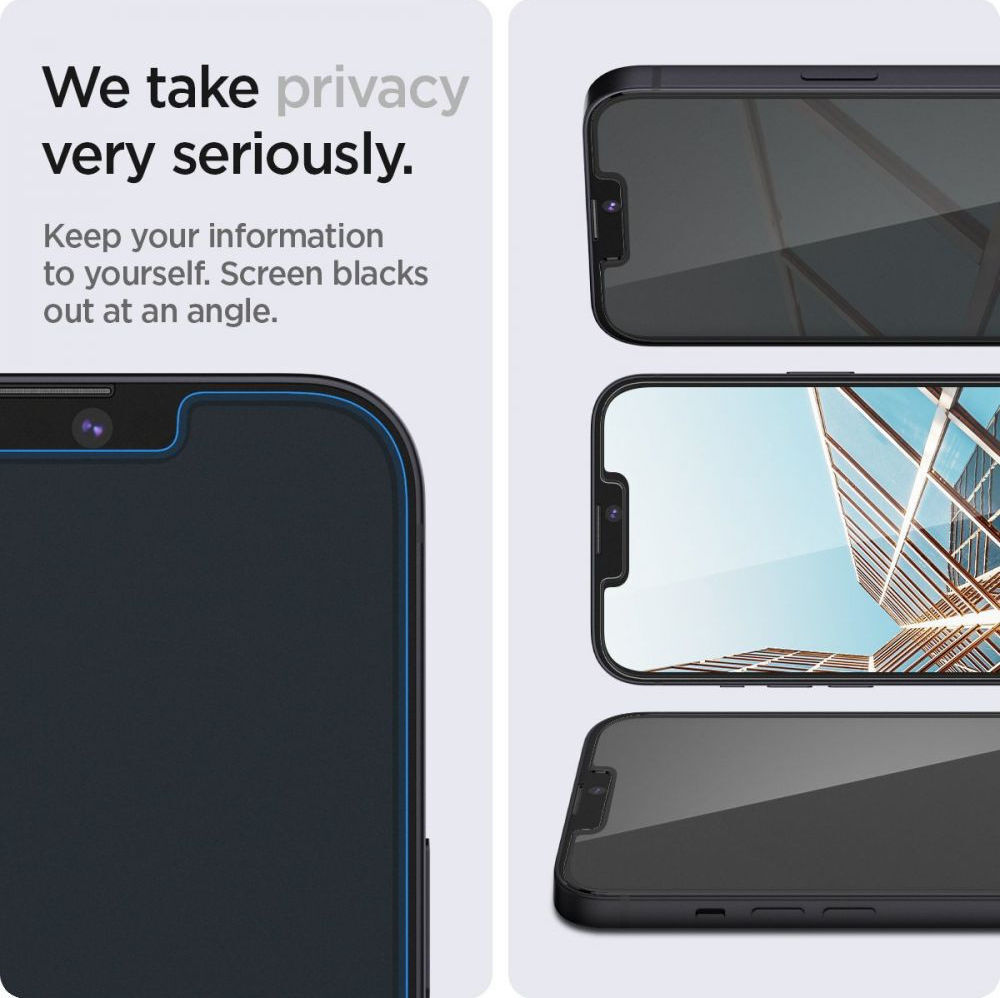 Spigen EZ Fit Glas.tR Apple iPhone 13 Pro Max Privacy Glass (2-Pack) afbeelding 6