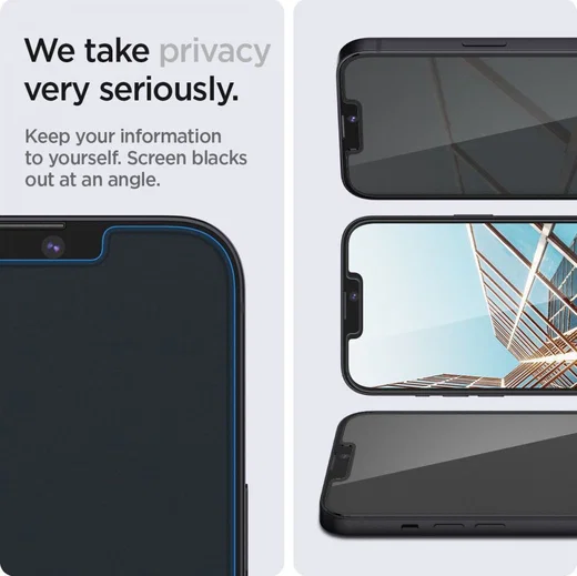 Spigen EZ Fit Glas.tR Apple iPhone 13 Pro Max Privacy Glass (2-Pack) afbeelding 6