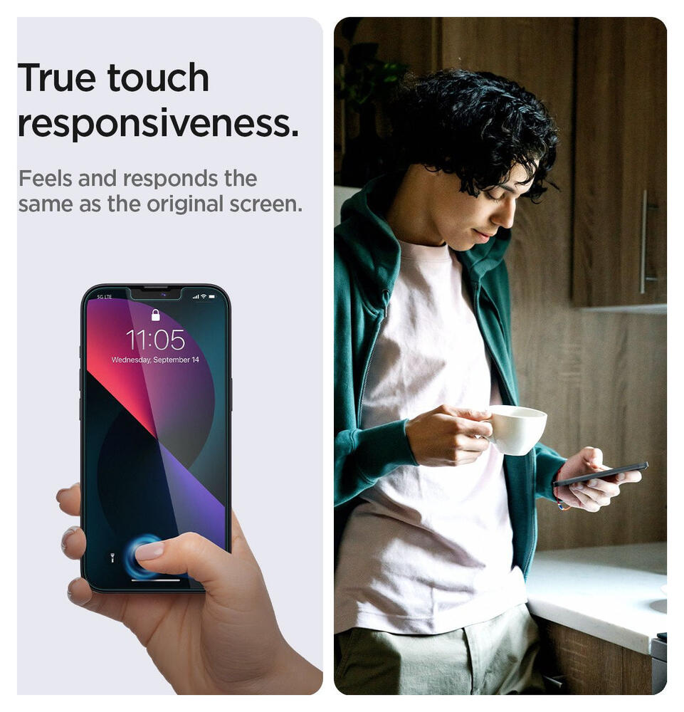 Spigen EZ Fit Glas.tR iPhone 16e / 14 / 13 / 13 Pro Privacy Glass (2-Pack) afbeelding 4