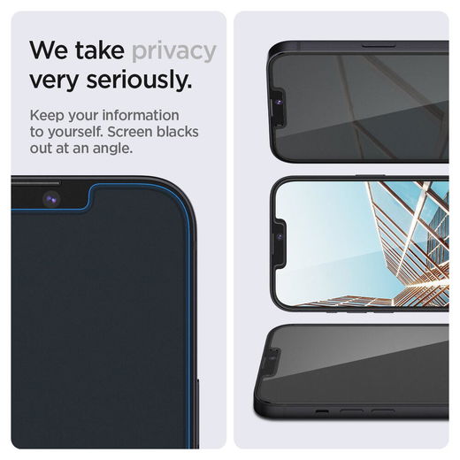 Spigen EZ Fit Glas.tR iPhone 16e / 14 / 13 / 13 Pro Privacy Glass (2-Pack) afbeelding 5