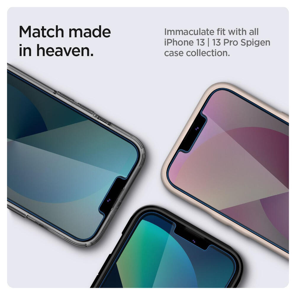 Spigen EZ Fit Glas.tR iPhone 16e / 14 / 13 / 13 Pro Privacy Glass (2-Pack) afbeelding 6