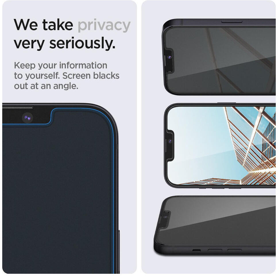 Spigen Glas.tR iPhone 17e / 16e / 14 / 13 / 13 Pro Screen Protector Privacy Glas afbeelding 2