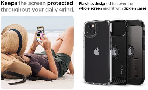 Spigen EZ Fit Glas.tR Apple iPhone 13 Mini Screen Protector (2-Pack) afbeelding 11