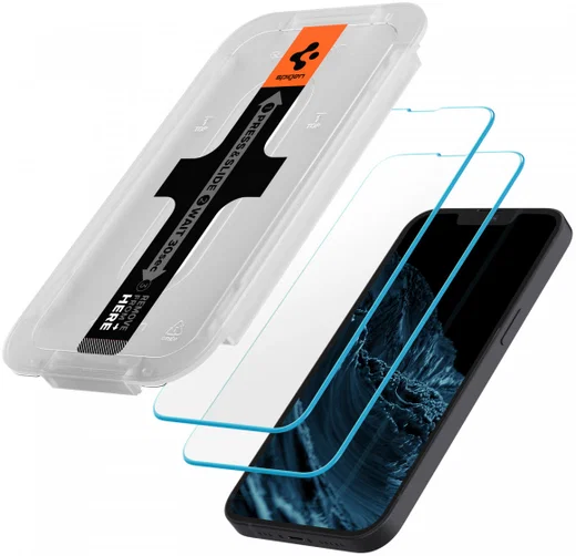 Spigen EZ Fit Glas.tR Apple iPhone 13 Mini Screen Protector (2-Pack) afbeelding 2