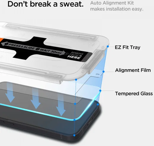Spigen EZ Fit Glas.tR Apple iPhone 13 Mini Screen Protector (2-Pack) afbeelding 4