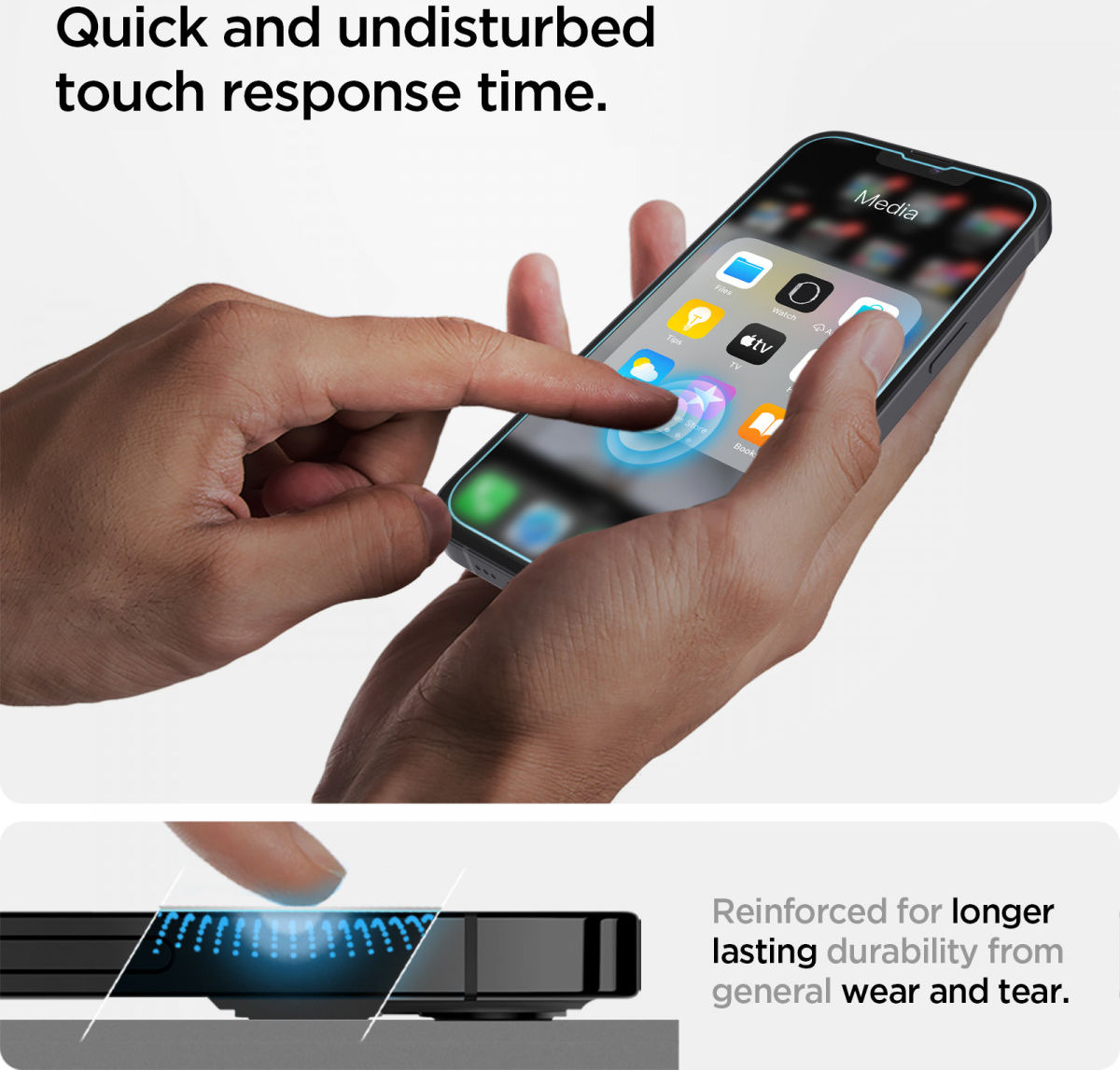 Spigen EZ Fit Glas.tR Apple iPhone 13 Mini Screen Protector (2-Pack) afbeelding 6