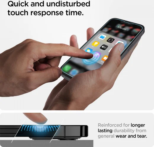 Spigen EZ Fit Glas.tR Apple iPhone 13 Mini Screen Protector (2-Pack) afbeelding 6