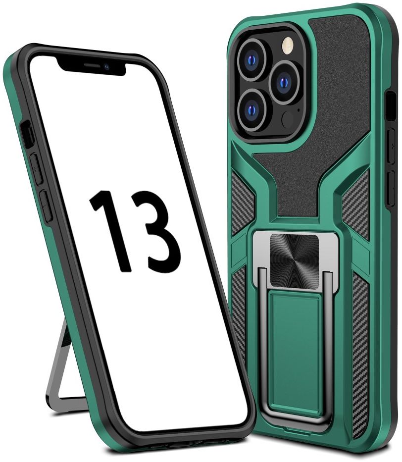 Apple iPhone 13 Pro Hoesje Hybride met Kickstand Back Cover Groen afbeelding 1