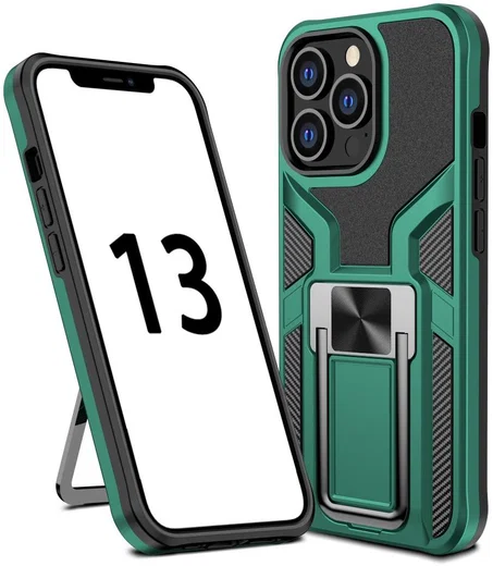 Apple iPhone 13 Pro Hoesje Hybride met Kickstand Back Cover Groen afbeelding 1