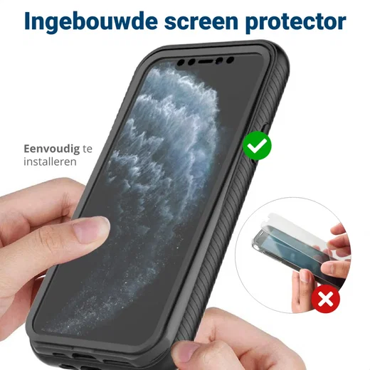 Apple iPhone XS Hoesje Full Protect 360° Cover Hybride Zwart afbeelding 7