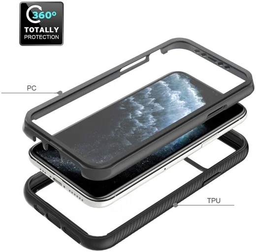 Apple iPhone XS Hoesje Full Protect 360° Cover Hybride Zwart afbeelding 9