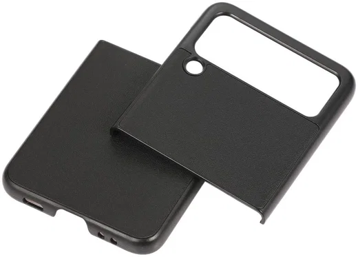 Samsung Galaxy Z Flip 3 Hoesje Back Cover Echt Leer Zwart afbeelding 2