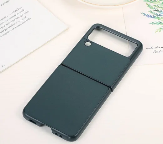 Samsung Galaxy Z Flip 3 Hoesje Back Cover Echt Leer Groen afbeelding 3