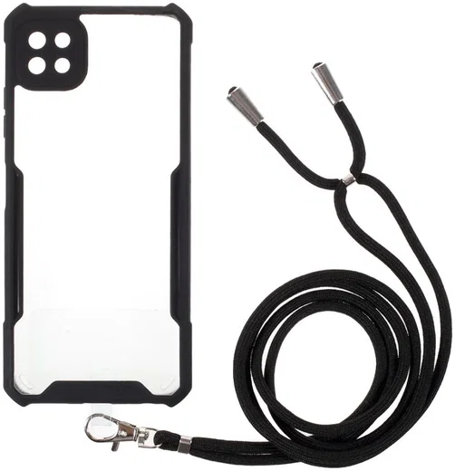 Samsung Galaxy A22 5G Hoesje met Koord Back Cover Keycord Zwart afbeelding 1