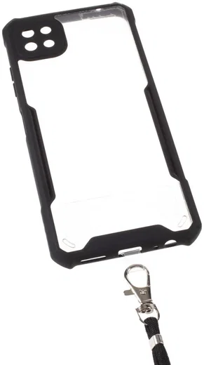 Samsung Galaxy A22 5G Hoesje met Koord Back Cover Keycord Zwart afbeelding 2