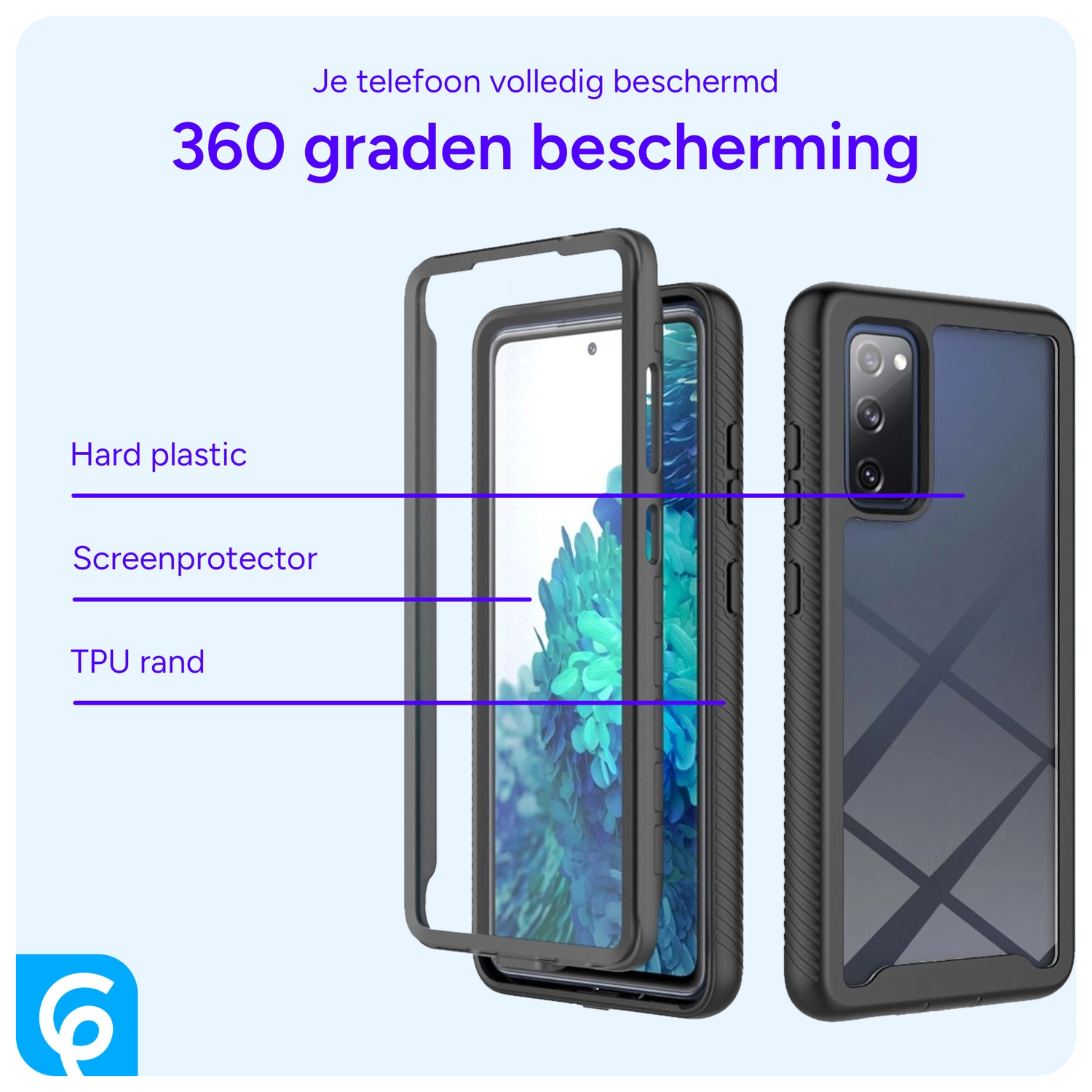 Samsung Galaxy S20 FE Hoesje Full Protect 360° Cover Hybride Zwart afbeelding 5
