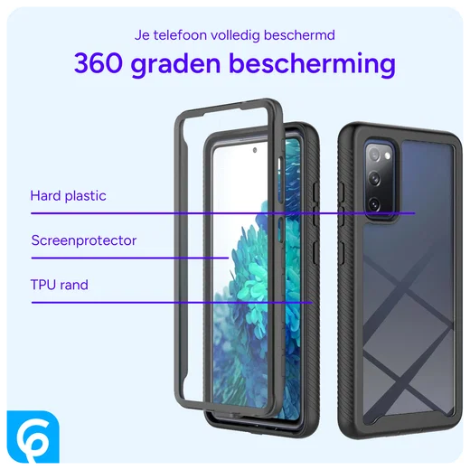 Samsung Galaxy S20 FE Hoesje Full Protect 360° Cover Hybride Zwart afbeelding 5