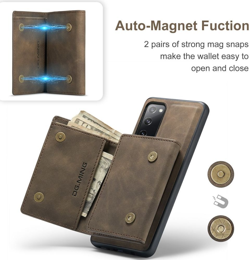 DG Ming Samsung Galaxy S20 FE Hoesje met Magnetische Kaarthouder Bruin afbeelding 12