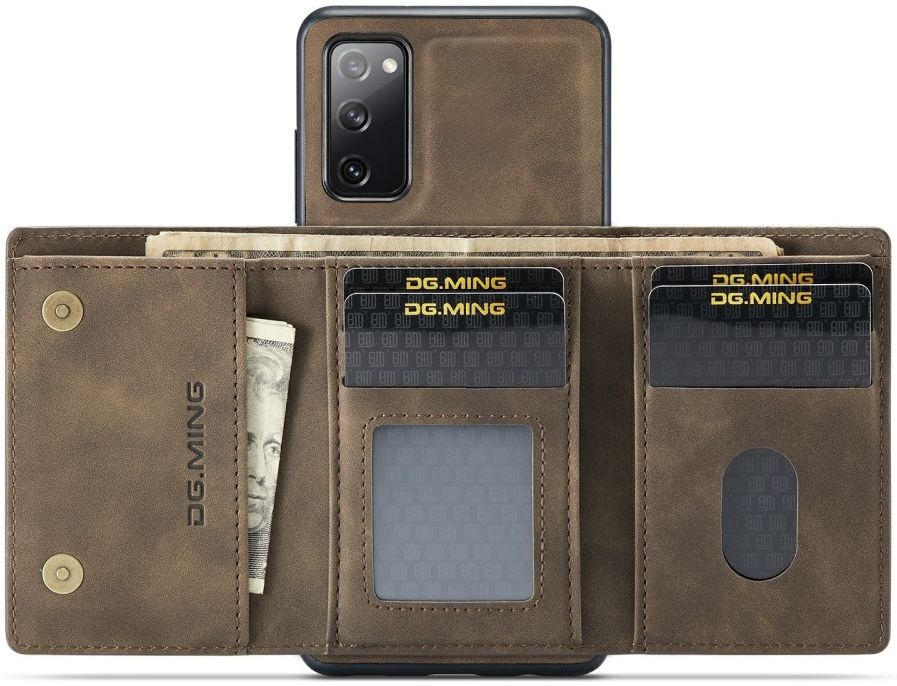 DG Ming Samsung Galaxy S20 FE Hoesje met Magnetische Kaarthouder Bruin afbeelding 2