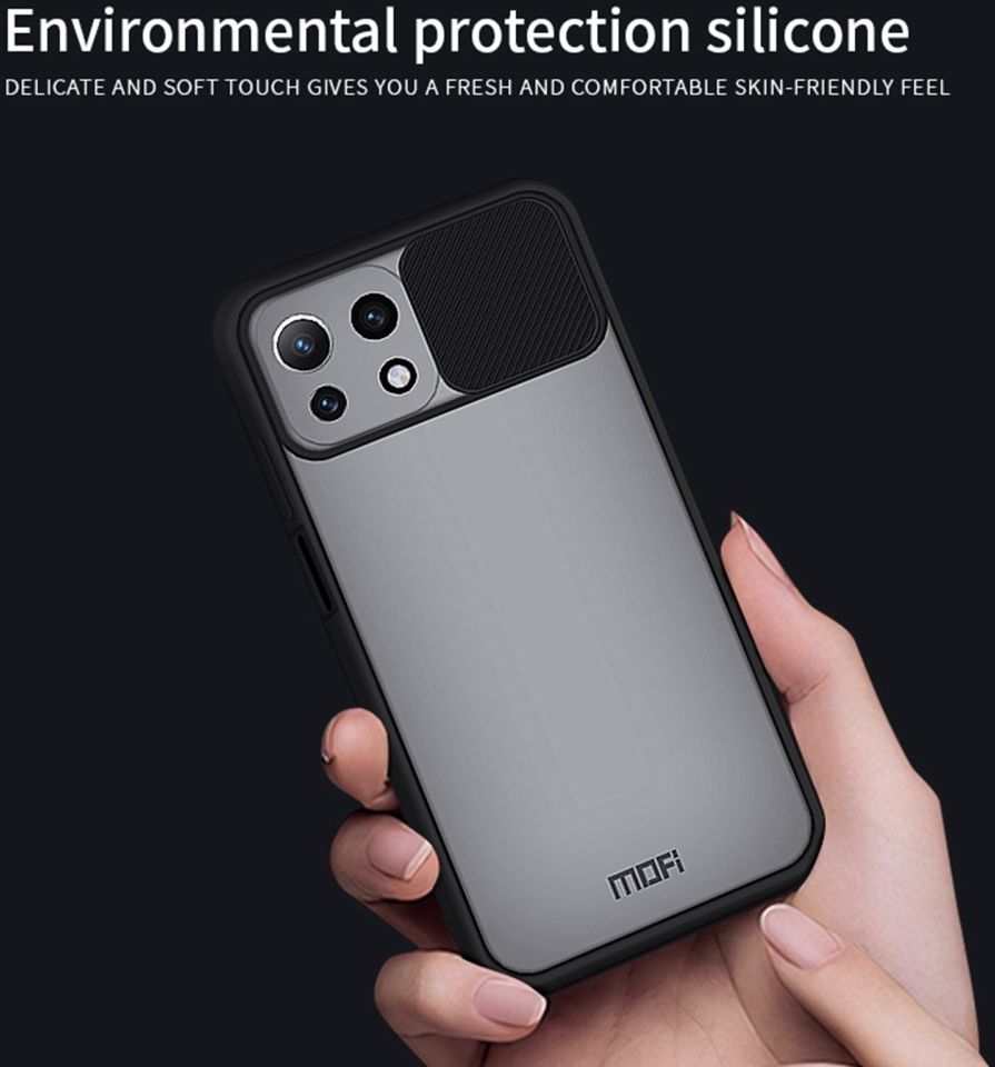 MOFI Xiaomi Mi 11 Lite 4G/5G (NE) Hoesje met Camera Slider Zwart afbeelding 6