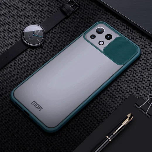 MOFI Xiaomi Mi 11 Lite 4G/5G Hoesje met Camera Slider Back Cover Groen afbeelding 2