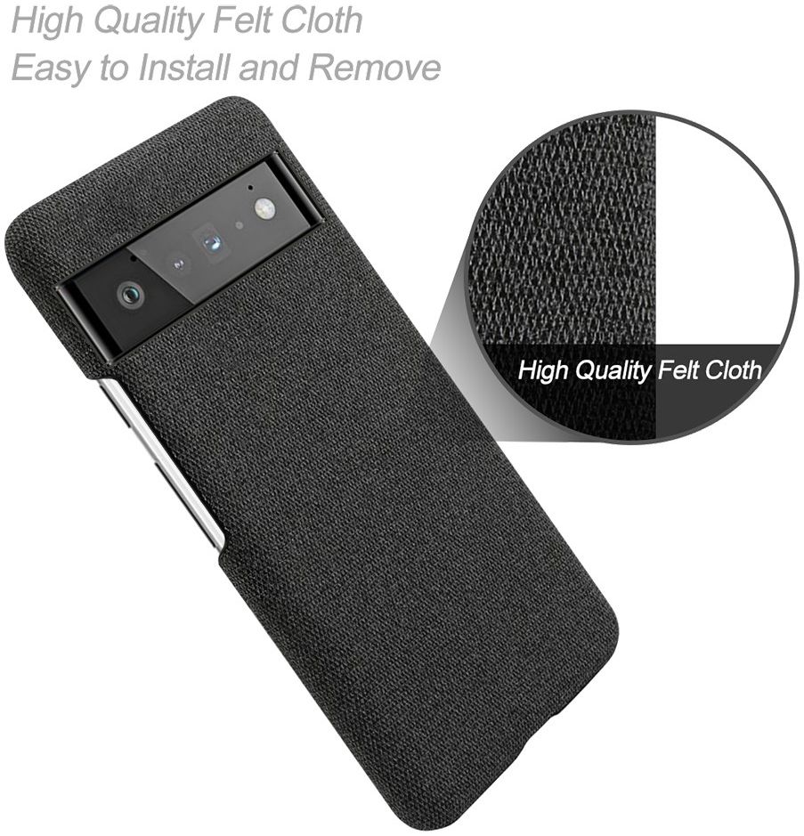 Google Pixel 6 Pro Hoesje Hard Plastic met Stoffen Afwerking Zwart afbeelding 2